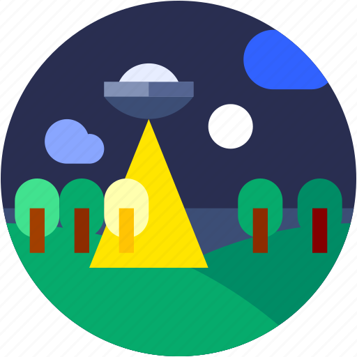 Alien, circle, flat icon, landscape, space craft, ufo icon - Download on Iconfinder