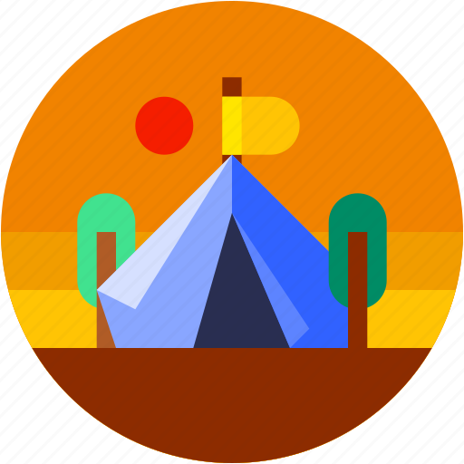 Camping, circle, flat icon, holiday, landscape, tent icon - Download on Iconfinder