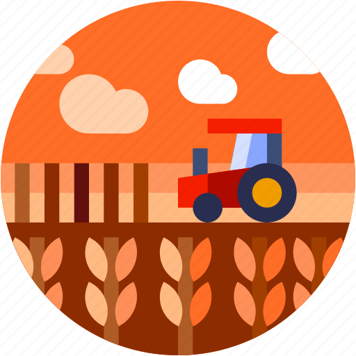 Circle, farming, field, flat icon, landscape, tractor, wheat icon - Download on Iconfinder