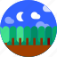 circle, flat icon, forest, landscape, trees 