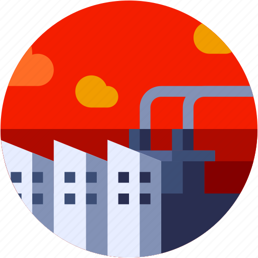 Circle, factory, flat icon, industial, landscape icon - Download on Iconfinder