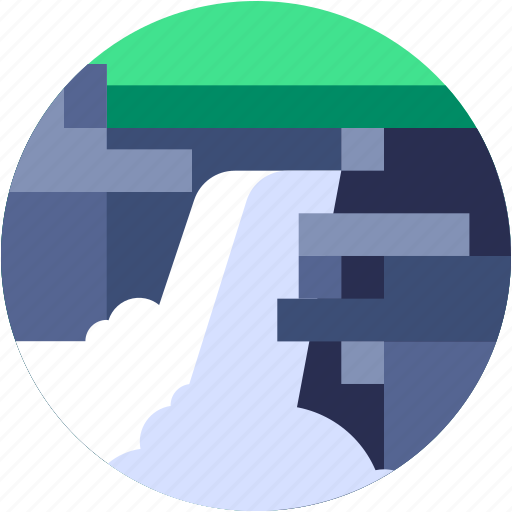 Circle, flat icon, landscape, mountain, water, waterfall icon - Download on Iconfinder