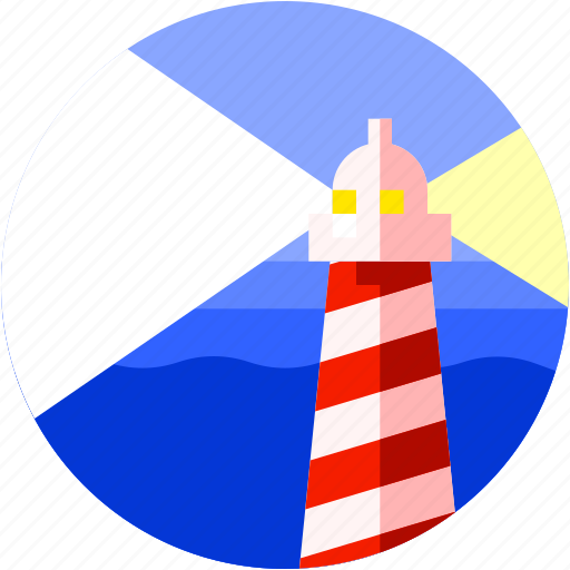 Beach, circle, flat icon, landscape, lighthouse, sea icon - Download on Iconfinder