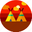 camping, circle, flat icon, indian, landscape, tent, traditional 