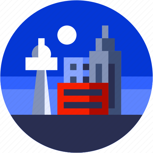 Building, circle, city, flat icon, landscape, tower icon - Download on Iconfinder