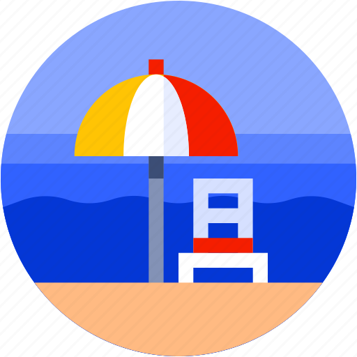 Beach, circle, flat icon, holiday, landscape, tourism, umbrella icon - Download on Iconfinder