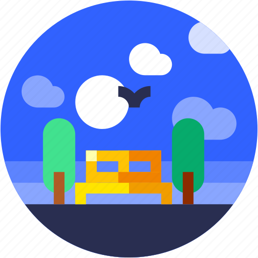 Chair, circle, city, flat icon, garden, landscape, trees icon - Download on Iconfinder
