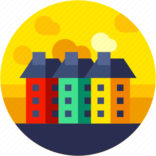 Apartment, buiding, circle, city, flat icon, landscape icon - Download on Iconfinder