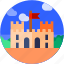 building, castle, circle, flat icon, historical building, landscape 