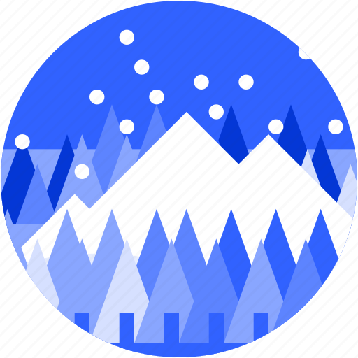 Circle, flat icon, forest, landscape, mountain, trees, winter icon - Download on Iconfinder