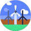 circle, energy, flat icon, garden, landscape, nature, wind mill 