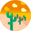 cactus, circle, desert, flat icon, landscape 