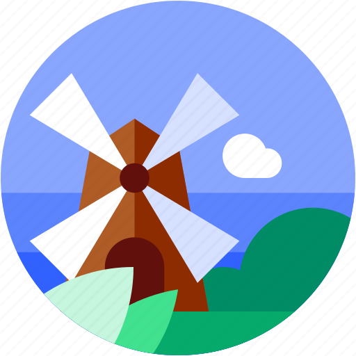 Circle, energy, flat icon, green, landscape, nature, wind mill icon - Download on Iconfinder