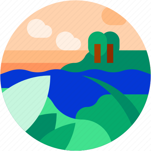 Beach, circle, flat icon, island, landscape, tourism, tropical icon - Download on Iconfinder