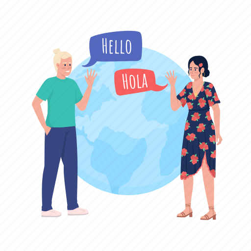 Language partnership, native speakers, studying together, cooperation illustration - Download on Iconfinder