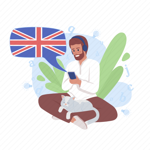 Audio course, english course, adult learner, listen to podcasts illustration - Download on Iconfinder
