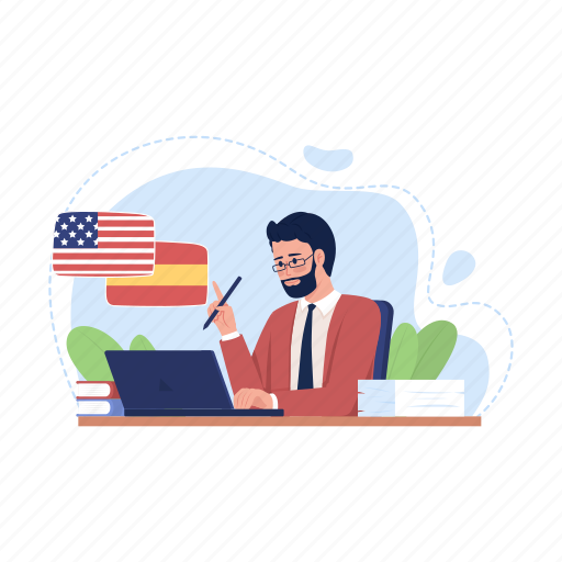 English translation, spanish interpreter, assistant, spanish illustration - Download on Iconfinder