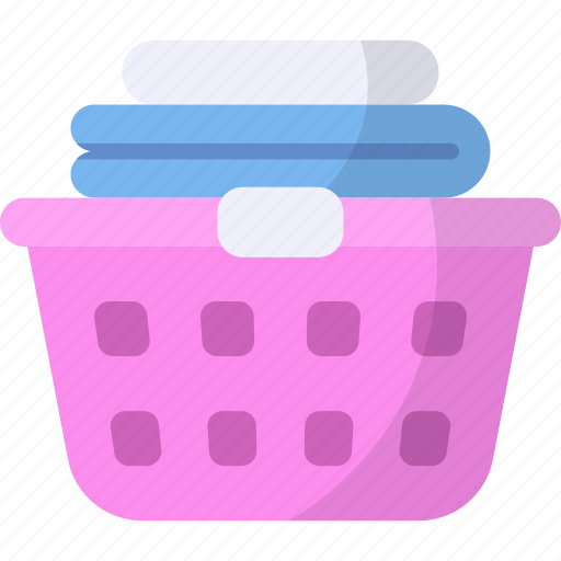 Laundry basket, folded clothes, neat, washing, housework, housekeeping, clean icon - Download on Iconfinder