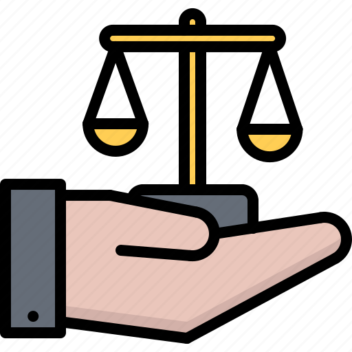Court, hand, justice, law, lawyer, scales icon - Download on Iconfinder