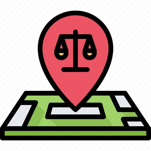 Court, justice, law, lawyer, location, map, pin icon - Download on Iconfinder