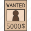 wanted, criminal, crime, poster, announcement 