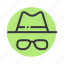 avatar, brim, detective, glasses, hat, specs 