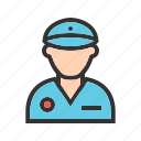 authority, hat, officer, police, policeman, standing, uniform