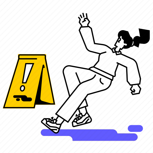 Error, floor, wet, sign, puddle, fall, slip illustration - Download on Iconfinder