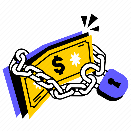 Finance, lock, chain, money, debt, padlock, cash illustration - Download on Iconfinder