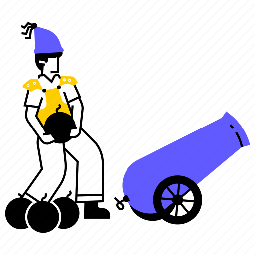Games, bomb, weapon, bombs, man, people, cannon illustration - Download on Iconfinder