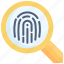 check, data, finger, fingerprint, identification, identity, magnifying glass 