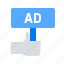 ad, advertisement, hold 