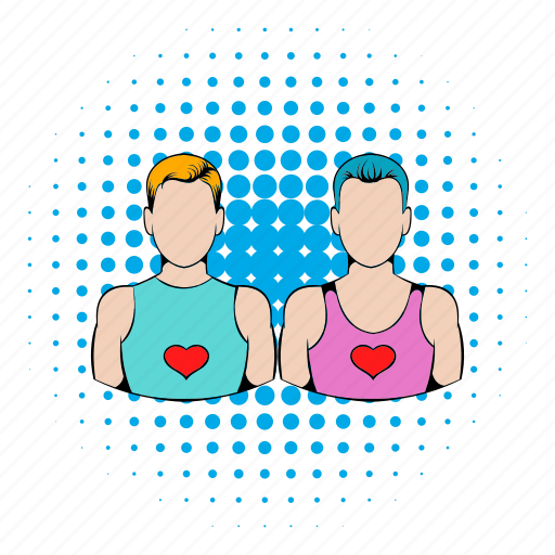 Comics, couple, gay, heart, homosexual, love, male icon - Download on Iconfinder