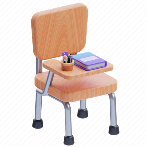 Chair, furniture, study desk, education, reading, book 3D illustration - Download on Iconfinder
