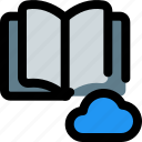open, book, cloud, education, library