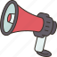 megaphone, speaker, loud, announce, warning 