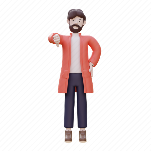 Business man, thumbs down, manager, marketing 3D illustration - Download on Iconfinder