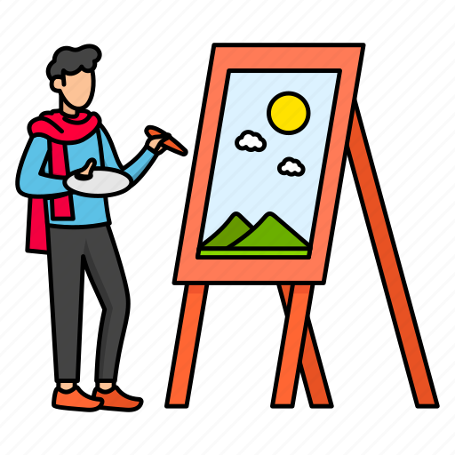 Painter, artist, landscape, drawing, paintbrush, canvas icon - Download on Iconfinder