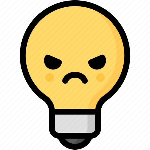 Angry, emoji, emotion, expression, face, feeling, light bulb icon - Download on Iconfinder