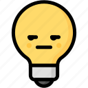 annoying, emoji, emotion, expression, face, feeling, light bulb