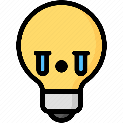 Cry, emoji, emotion, expression, face, feeling, light bulb icon - Download on Iconfinder