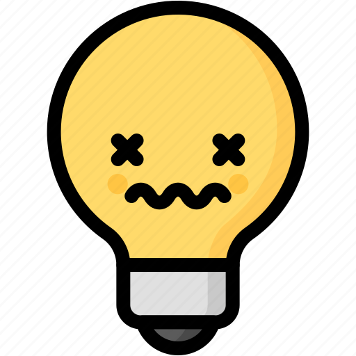 Dead, emoji, emotion, expression, face, feeling, light bulb icon - Download on Iconfinder