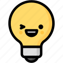 emoji, emotion, expression, face, feeling, happy, light bulb
