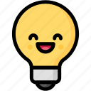 emoji, emotion, expression, face, feeling, laughing, light bulb