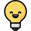 emoji, emotion, expression, face, feeling, laughing, light bulb 