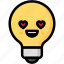 emoji, emotion, expression, face, feeling, light bulb, love 
