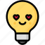 emoji, emotion, expression, face, feeling, light bulb, love 