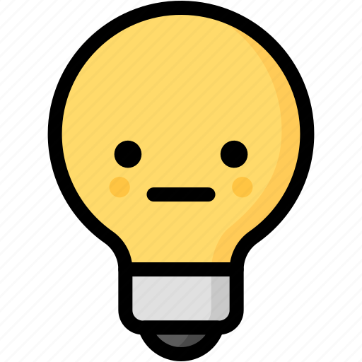 Emoji, emotion, expression, face, feeling, light bulb, neutral icon - Download on Iconfinder