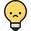 emoji, emotion, expression, face, feeling, light bulb, sad 