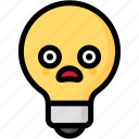emoji, emotion, expression, face, feeling, light bulb, shocked
